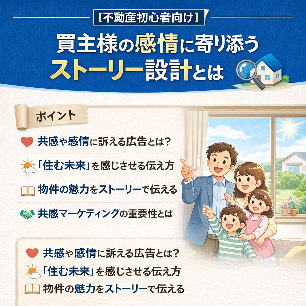 [不動産初心者向け] 買主様の感情に寄り添うストーリー設計とは？共感や感情に訴える広告、「住む未来」を感じさせる伝え方のポイント解説